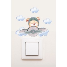 Priz Pilot Ayıcık Çocuk Odası Dekoratif Priz Sticker 0