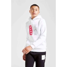Tshirthane One Punch Man Baskılı Unisex Çocuk Kapüşonlu Beyaz Sweatshirt (528850332) Beyaz