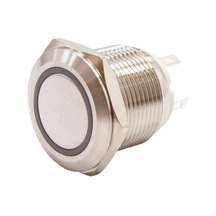 Motorobit 19H-P1-E 19Mm Düz Yaylı Işıklı Metal Buton - Kırmızı