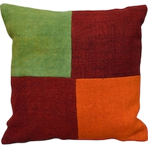 Zehra Abla Halı Yeni El Dokuma Patchwork Kırkyama Dekoratif Kilim Kırlent Yastık Kılıfı 6556 Çok Renkli