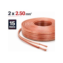 Mn251hkf 2x2.50 Mm Hoparlör Kablosu 15 Metre Şeffaf Kırmızı Çizgili Kordon Amfi Hoparlör Ve Ses Sistemi Kablosu