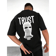 Trust Nobody Süprem T-shirt - Siyah Baskılı Oversize Bisiklet Yaka Tişört Siyah-75980