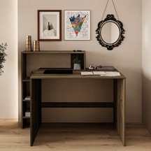 Amber Çalışma Masası Raflı, Modern Bilgisayar Masası Ceviz