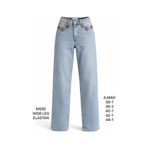Miss Poem Kadın Açık Mavi Taş Aksesuar Detaylı Wide Leg Jean Pantolon A.mavi