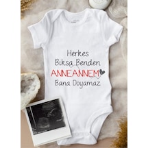 Tuğbababy Baby Anneannem Bana Doyamaz Baskılı Bebek Body Zıbın Kız Erkek Beyaz