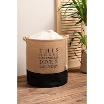 Ocean Home Textile Ağzı Büzgülü Su Geçirmez Tabanlı Jüt Çamaşır Sepeti 36 x 40 cm