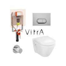 Vitra S50 Kanalsız Asma Klozet 7740t003-0850, Vitra Gömme Rezervuar Set 768-1851 Beyaz