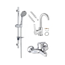 Eko Sürgülü Duş Seti Banyo Bataryası Ve Lüx Gövde Baston Borulu Banyo Lavabo Bataryası Musluğu Diğer