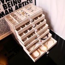 New Pet Transparent 7-layer Drawer Jewelry Storage Box For Earrings Necklaces Beige -7 Layers-c04 Bej