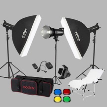 Godox SK400 II W/S 3'lü Paraflaş Set + Gdx PHT-100200 Çekim Masası 1 x 2 M
