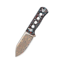 Qsp Canary Kamuflaj Karbon Fiber Sap Pirinç Bakır Damascus Çelik Boyun Kamp Bıçağı Qs141-h Kum