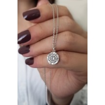 Kadın Zirkon Ve Baget Tasarım 925 Ayar Gümüş Kolye