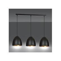 Üçlü Masa Üstü Retro Metal Sarkıt Avize 60 Cm Kasa Siyah