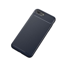 Apple Uyumlu iPhone 7 Plus Kılıf Karbon Desenli Esnek Yüksek Kaliteli Meteryalden Üretilmiş Silikon Kapak Ryc/negro Lacivert