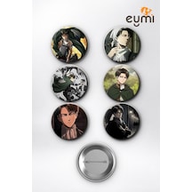 Attack On Titan Kaptan Levi Ackerman Özgürlük Çanta Süsü Rozet İğneli Buton Rozet Seti 58 Mm 6'lı Çok Renkli