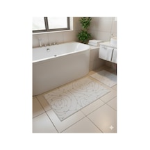 Buççin Online Mağaza Çiftli Banyo Paspası Seti Kaymaz Tabanlı, Yumuşak Dokulu, Desenli Beyaz Orta 6 - 12 Mm Pamuklu B Çok Renkli