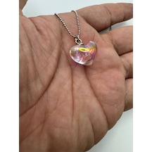 Pembe Kristal Kalp Figürlü Kadın Kolye Zarif Ve Işıltılı Tasarım Çok renkli