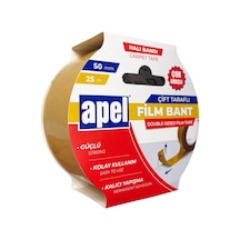 Apel Çift Taraflı Film Bant Halı Bandı Askılı Karton 50 Mm X 25 M Şeffaf
