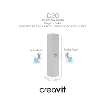 Creavit D20 30 Cm Sola Açılır Boy Dolabı Beyaz Lake Kapak Beyaz