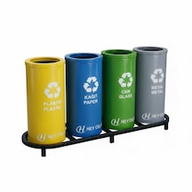 4 Lü Sıfır Atık Kutusu Geri Dönüşüm Ünitesi Gd-804 Metal Atık Ayrıştırma Sistemi Hey Çelik