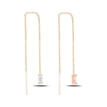 Brezza Lusso Jewelry 925 Ayar Oval Sallantılı Japon Kadın Küpe Rose Gold