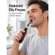 Ers 5 Çalışma Modlu Siyah Elektrikli Diş Fırçası 3 Yedek Başlık Hediyeli