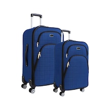 Orta Ve Kabin Boy Valiz Seti 4 Teker Kumaş Valiz Saks Mavi 1081 Mavi