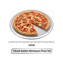 Alüminyum Pizza Pişirme Teli 33 Cm - Çıtır Tabanlı Profesyonel Pizza Tepsisi, Delikli Yuvarlak Fırın Teli, Lavaş Ve Pide Pişirme Izgarası