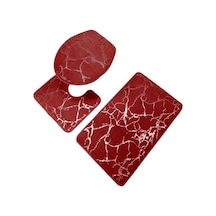 Novahub Şarap Kırmızısı 3 Adet/takım Aşınmaya Dayanıklı Duş Halısı Mermer Tuvalet Kapak Banyo Polyester İnce İşçilik Kırmızı Kırmızı