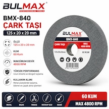 Bulmax Bmx840 Çark Taşı Bileme Taşı 125 X 20 X 20 60 Kum Max 4800 Rpm