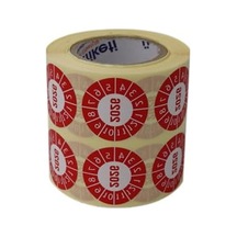 30mm X 30mm Vellum Tarih Seçme Etiketi, Ruloda 1000 Adet, Kırmızı 124-Pembe