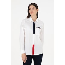U.s. Polo Assn. Kadın Beyaz Gömlek Desenli 50291077-vr013 Beyaz