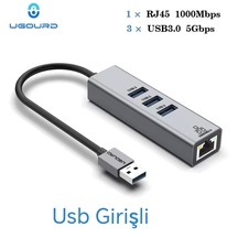 Ugourd 1000-mbps Rj45 Ethernet Dönüştürücü Adaptör Usb Giriş+3 Adet 3.0 Usb Girişi Ce Lisanslı Sağlam Gigabit 1000mbps Rj45 Ethernet Dönüştürücü Adaptör