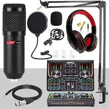Lastvoice BM800 Titanium Set Efektli Ses Kartı Mikrofon Kulaklık Stand Kayıt Canlı Yayın (PC ve Telefon)