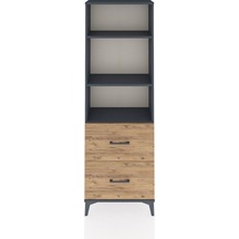 Arges Dolap 3 Raflı 2 Çekmeceli 60x30x182 Antrasit-çam Antrasit