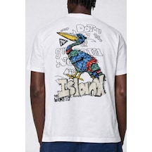 Yolo Street Erkek Oversize Sırt Baskılı Beyaz Tişört %100 Pamuk Graffiti Streetwear Beyaz