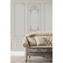Klasik Beyaz Sütun Çerçeve Vintage Desenli Duvar Kağıdı, 100 X 100 Çok Renkli