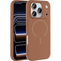 Noktaks - Apple Uyumlu iPhone 17 Pro Max - Kılıf Magsafe Şarj Destekli Meta Kapak - T40459 - Kahverengi Kahverengi