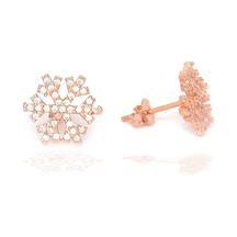 Brezza Lusso Jewelry 925 Ayar Gümüş Kar Tanesi Kadın Küpe Gümüş