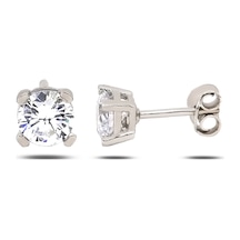 3mm Zirkon Tektaş Kadın 925 Ayar Gümüş Küpe