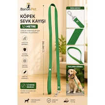 Köpek Sevk Kayışı 1,1 Metre Yeşil Dokuma Metal Klipsli Tüm Irklar İçin Gezdirme Kayışı