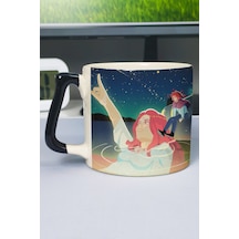 Ponyo Anime Baskılı Seramik Lüks Kupa 1 Adet Özel Siyah Kulp Dalga Kulp V4d Çok Renkli