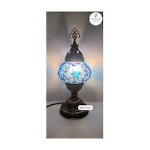 El Yapımı Otantik Mozaik Masa Lambası Abajur Mavi - 717800296 Mavi