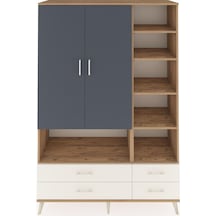 Hyperion Dolap 10 Raflı 4 Çekmeceli 2 Kapaklı 132x44x195 Çam-antrasit/aytaşı Antrasıt/aytası
