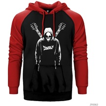 Black Sabbath Guitars Kırmızı Reglan Kol Kapşonlu Sweatshirt Kırmızı