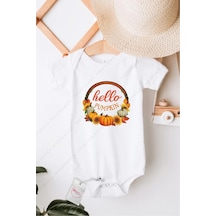 Hediyenza Hello Pupmpkin Özel Tasarım Bebek Zıbın Pamuklu Çıtçıtlı Body Beyaz