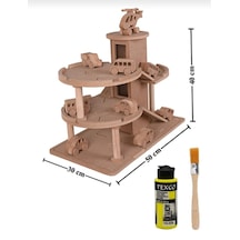Ahşap Oyuncak Otopark + 6 Adet Oyuncak Araba + 1 Adet Helikopter