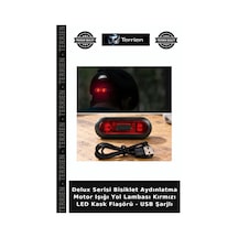 Delux Serisi Bisiklet Aydınlatma Motor Işığı Yol Lambası Kırmızı Led Kask Flaşörü - Usb Şarjlı Diğer