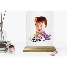 Kişiye Özel Bebek Karikatürlü Ahşap Standlı Çerçeve-2
