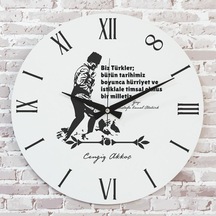 Kişiye Özel Atatürk Tasarımlı Hediye Ahşap Saat 33cm Ka02-1457